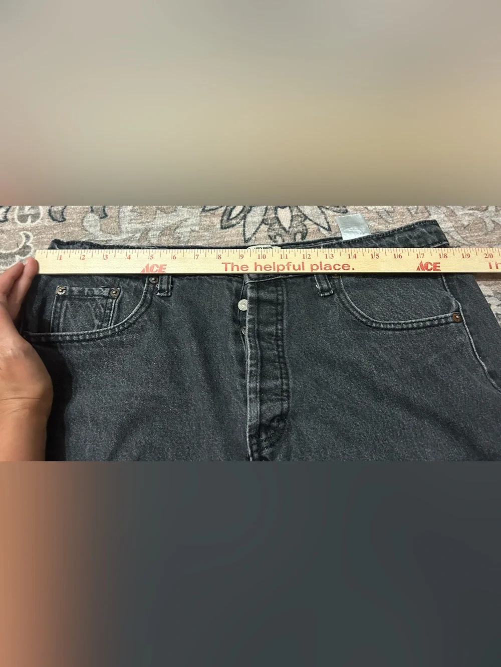 Vintage Levis 501 Jeans Size 38x30 Button Fly Faded Black Gray Made In Mexico